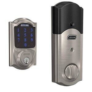 SCHLAGE BE469ZP CAM 619 Connect Smart Deadbolt with Camelot Trim in Satin Nickel